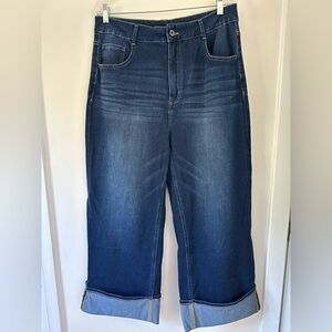 HALARA Dark Blue High Rise Wide Leg Jeans Size XL